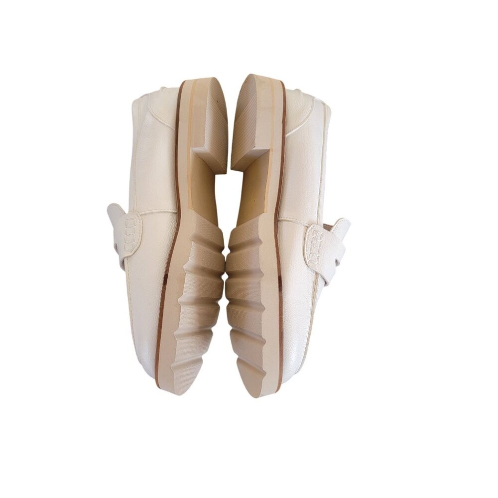 Anne Klein White Leather Penny Loafers Womens Size 10 Cushioned Sole Stylish Eve - Picture 5 of 7